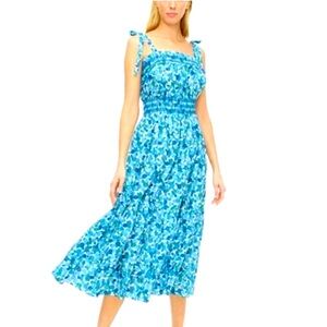 J.Crew Smocked midi dress in blueberry floral